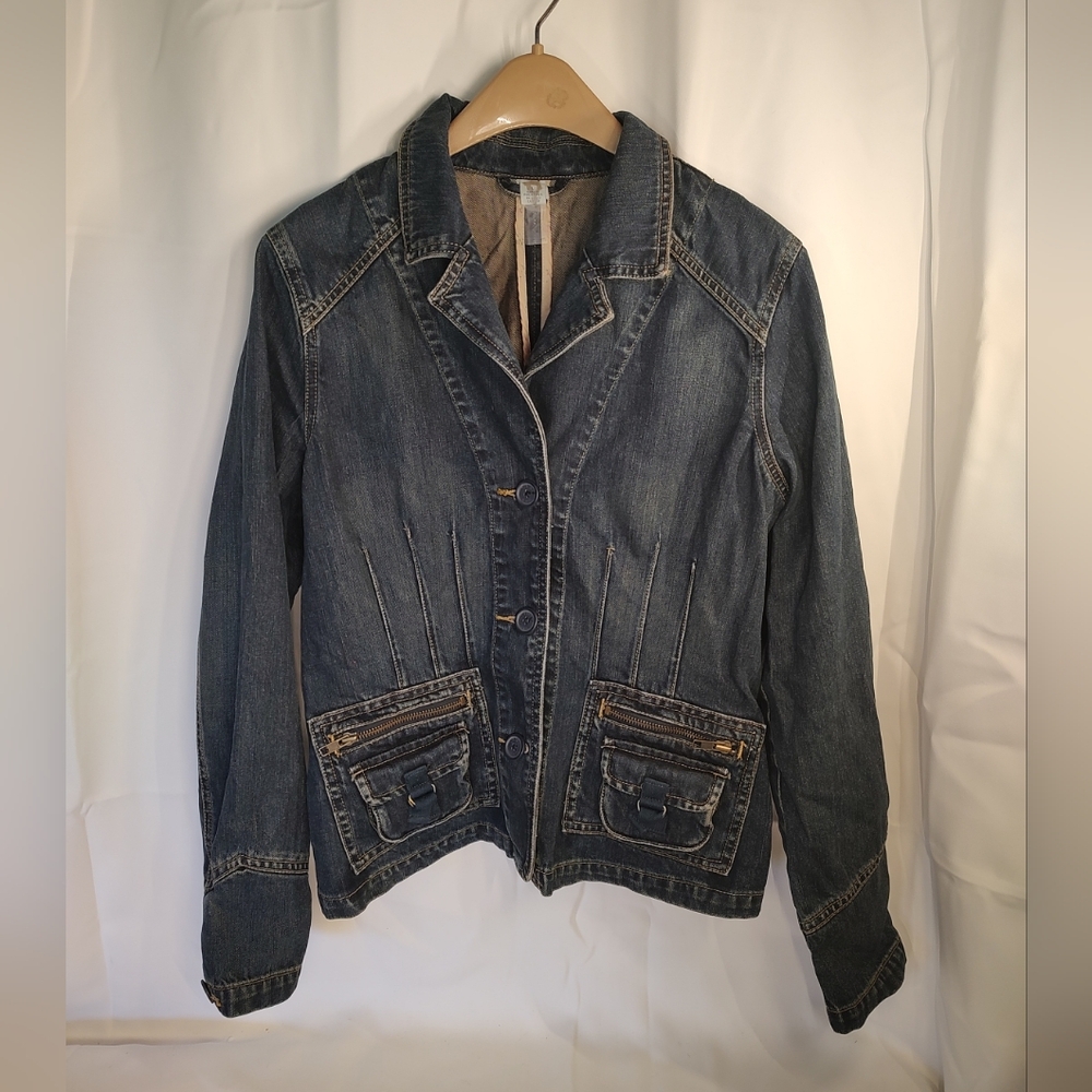SOLD! Vintage Old Navy Women's Denim Jeans Jacket Button Pockets Size L